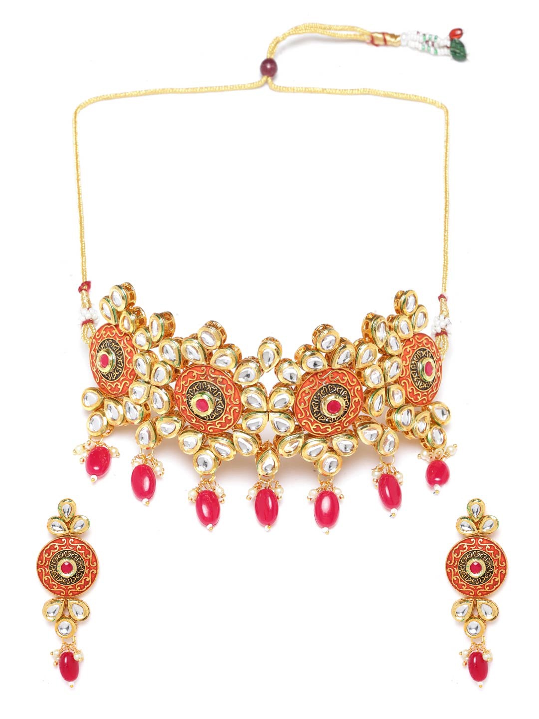 Priyaasi Maroon & Gold-Plated Kundan-Studded & Beaded Handcrafted Choker Jewellery Set
Priyaasi Maroon & Gold-Plated Kundan-Studded & Beaded Handcrafted Choker Jewellery Set