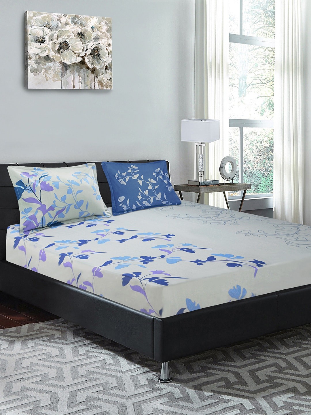 Good Homes by Home Candy Blue & Grey Floral 210 TC Cotton 1 King Bedsheet with 2 Pillow Covers
Good Homes by Home Candy Blue & Grey Floral 210 TC Cotton 1 King Bedsheet with 2 Pillow Covers