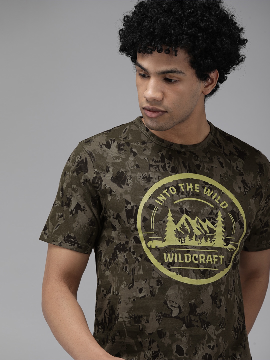 Wildcraft Men Olive Green Yellow Camouflage Printed Pure Cotton T-shirt with Printed Surface logo
Wildcraft Men Olive Green Yellow Camouflage Printed Pure Cotton T-shirt with Printed Surface logo