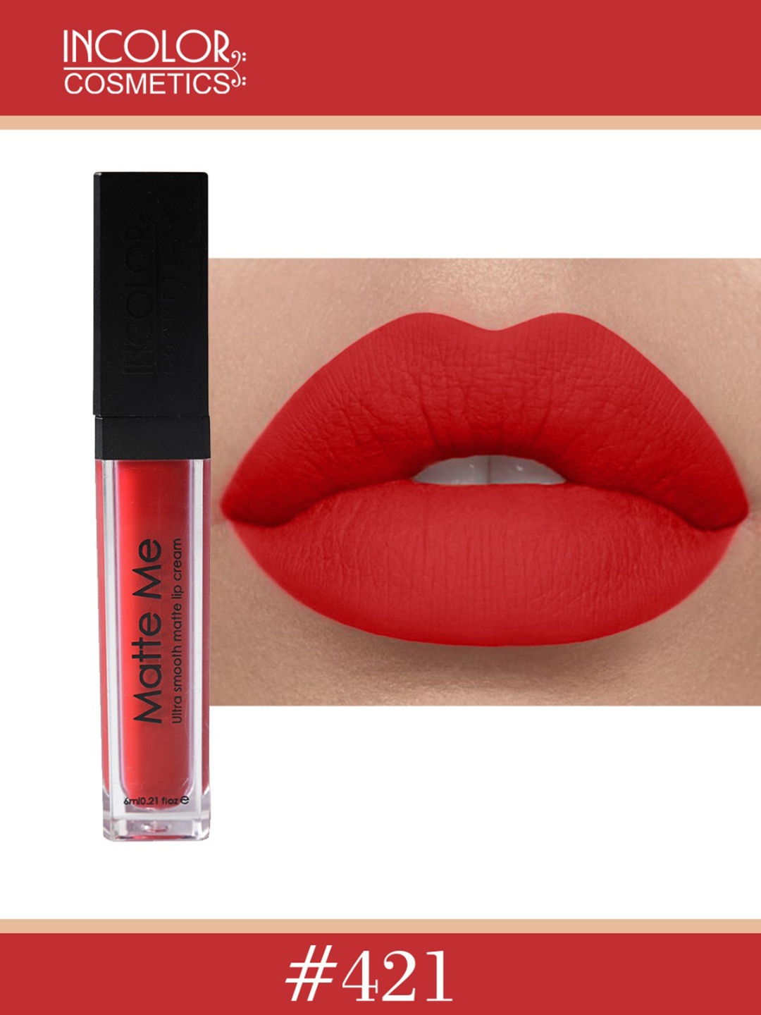 INCOLOR Red Matte Me 421 Lip Gloss 6 ml