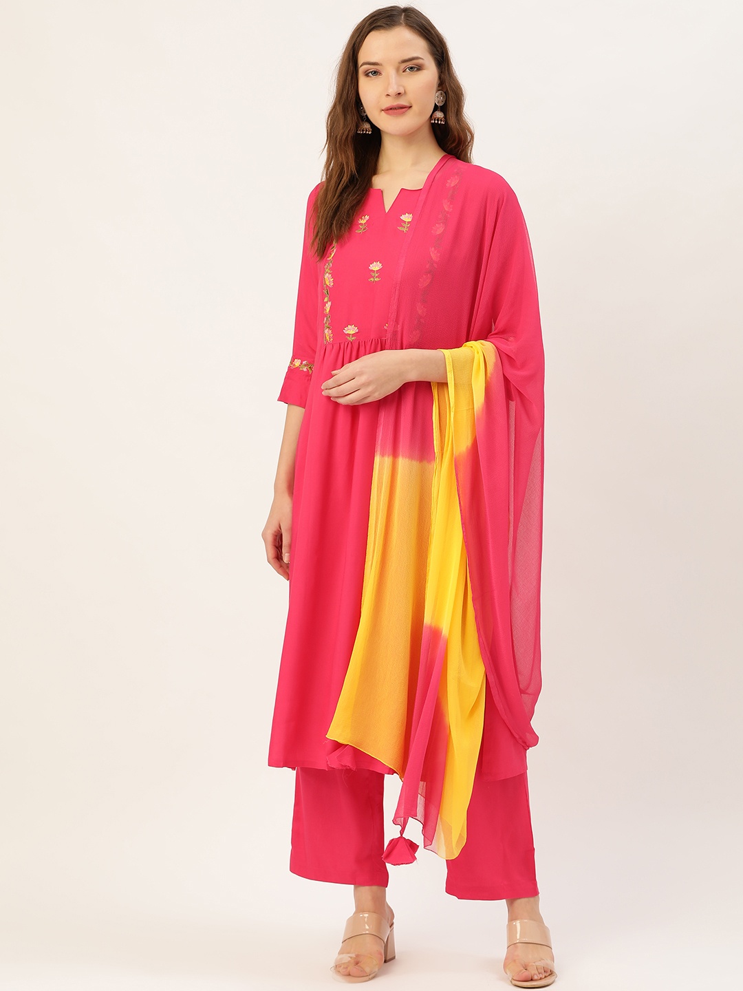 Jaipur Kurti Women Pink & Yellow Embroidered Yoke Design Kurta with Palazzos & Dupatta
Jaipur Kurti Women Pink & Yellow Embroidered Yoke Design Kurta with Palazzos & Dupatta