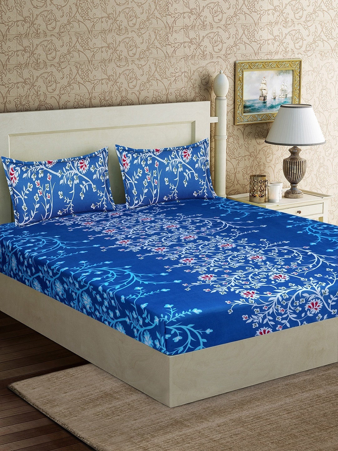 Good Homes by Home Candy Blue & White Ethnic Motifs 152 TC Polyester 1 Queen Bedsheet with 2 Pillow Covers
Good Homes by Home Candy Blue & White Ethnic Motifs 152 TC Polyester 1 Queen Bedsheet with 2 Pillow Covers