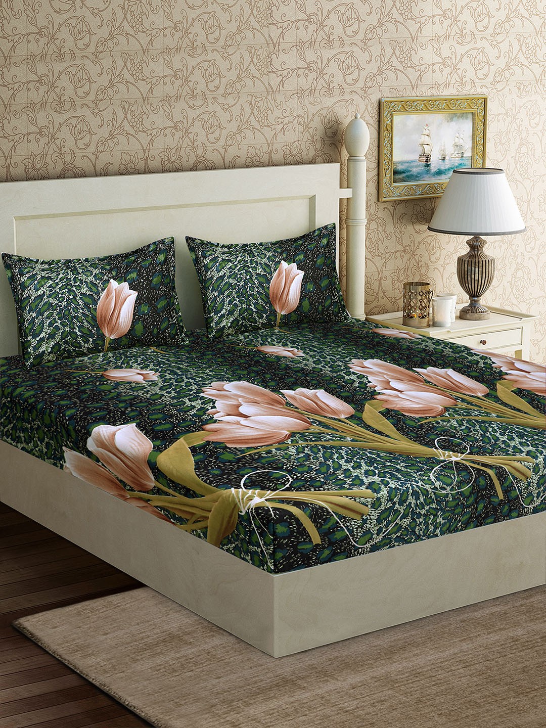 Good Homes by Home Candy Green & Pink Floral 152 TC Polyester 1 Queen Bedsheet with 2 Pillow Covers
Good Homes by Home Candy Green & Pink Floral 152 TC Polyester 1 Queen Bedsheet with 2 Pillow Covers