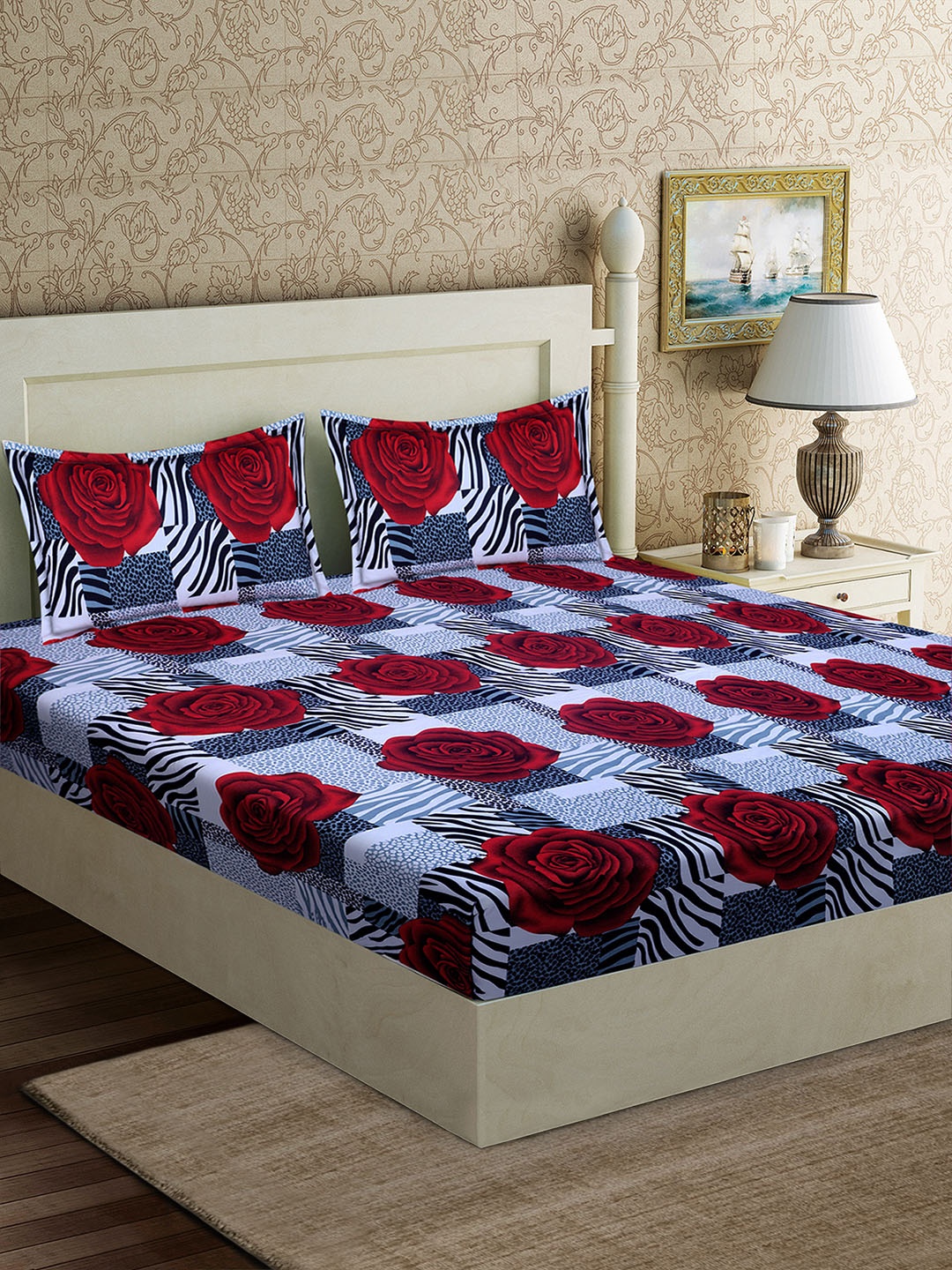 Good Homes by Home Candy Red & Blue Floral 152 TC Polyester 1 Queen Bedsheet with 2 Pillow Covers
Good Homes by Home Candy Red & Blue Floral 152 TC Polyester 1 Queen Bedsheet with 2 Pillow Covers