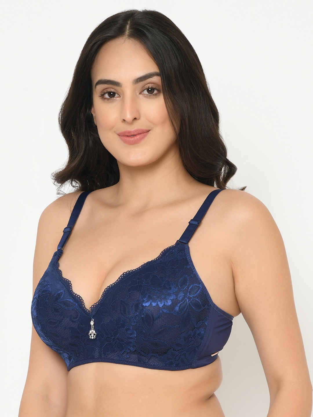 Curvy Love Plus Size Blue Solid Underwired Lightly Padded Everyday Bra CL-02 BLUE-C20