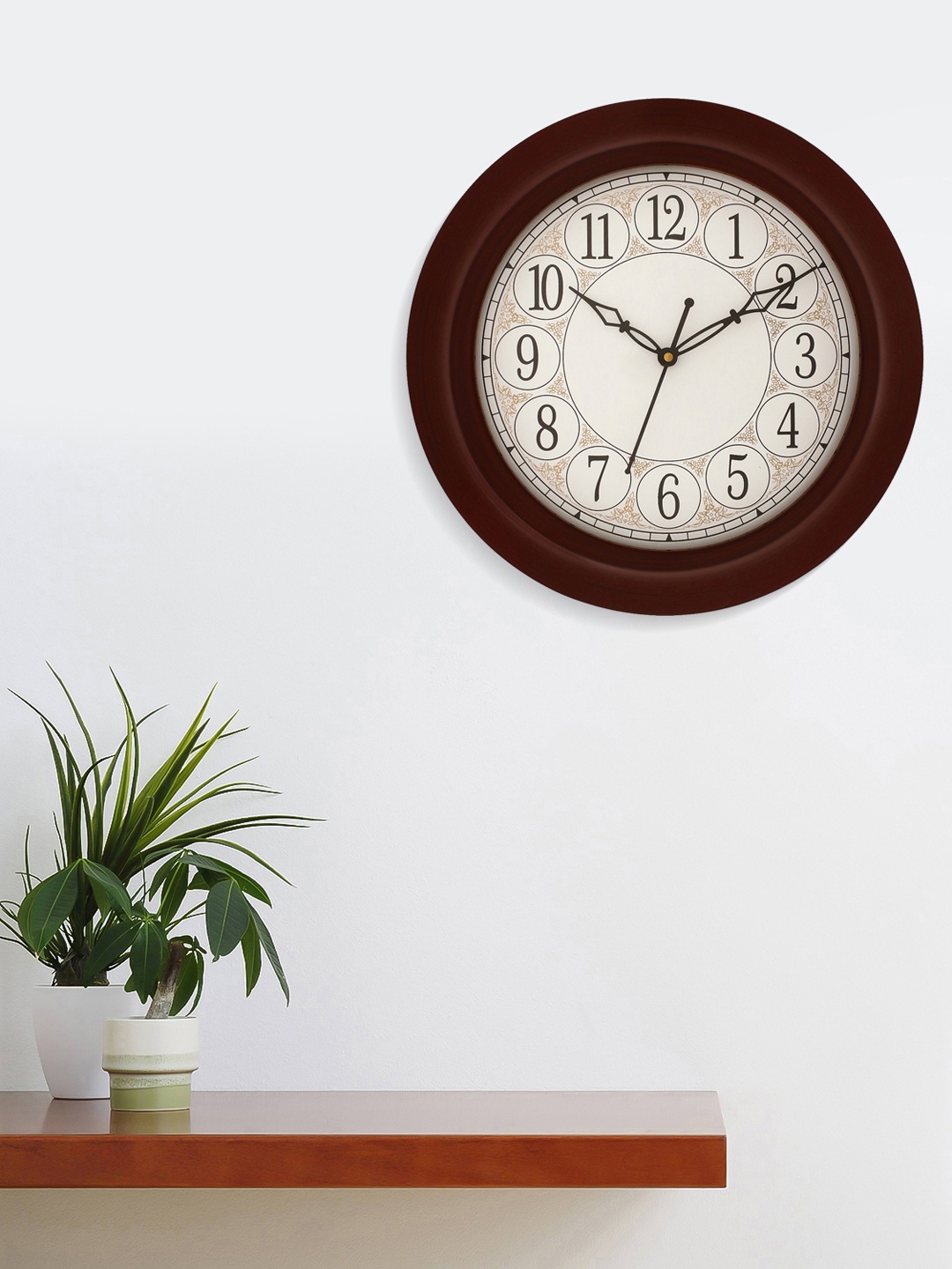 eCraftIndia Brown & Beige Round Printed 31 x 31 CM Analogue Wall Clock