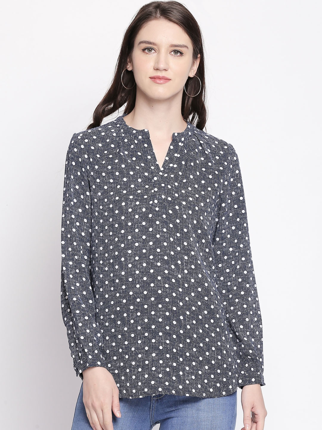 Annabelle by Pantaloons Women Navy Blue & Off-White Polka Dot Printed Shirt Style Top
Annabelle by Pantaloons Women Navy Blue & Off-White Polka Dot Printed Shirt Style Top
