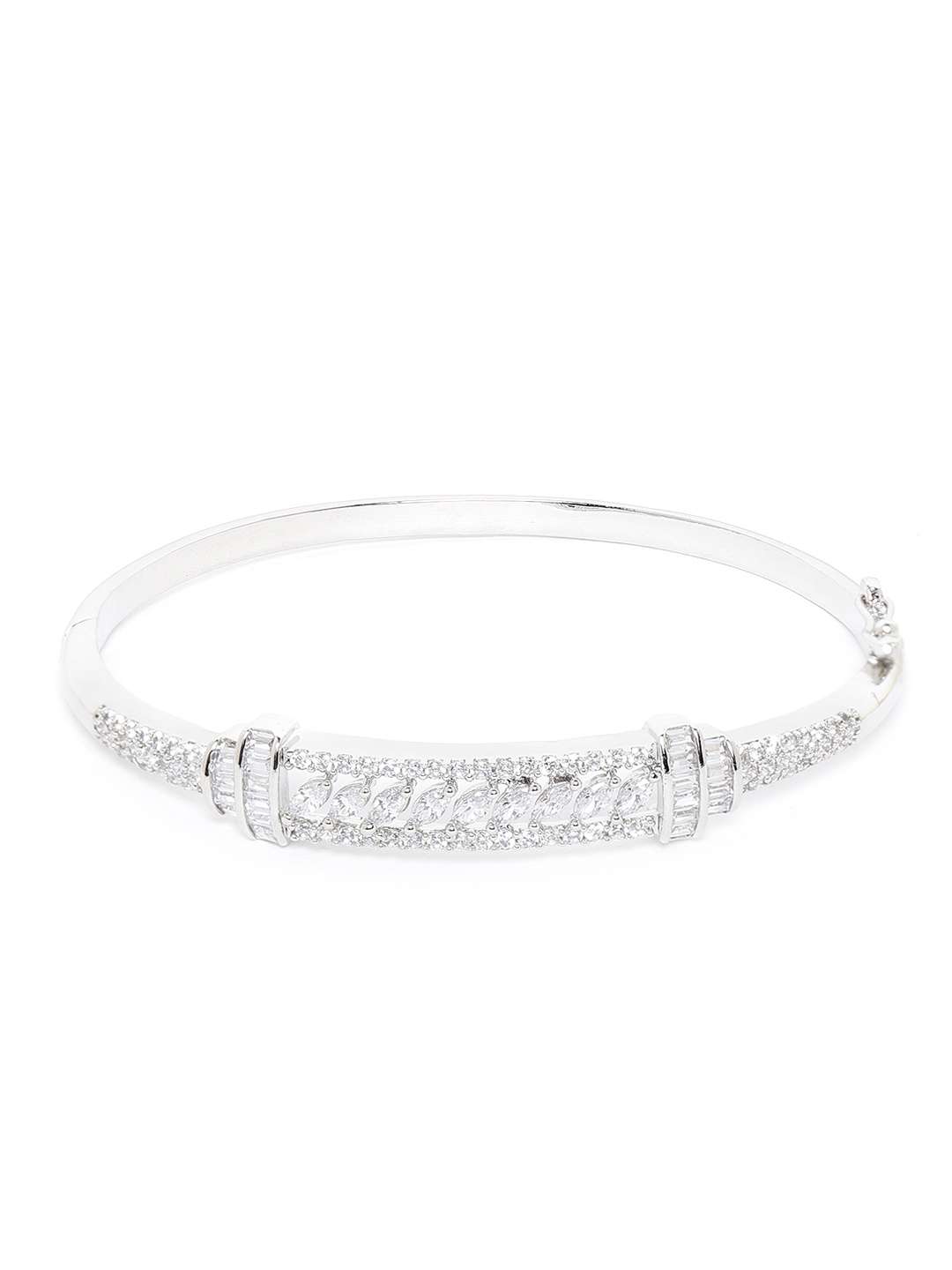 JEWELS GEHNA Women Silver- Plated AD Stone Studded Handcrafted Bangle Style Bracelet
JEWELS GEHNA Women Silver- Plated AD Stone Studded Handcrafted Bangle Style Bracelet