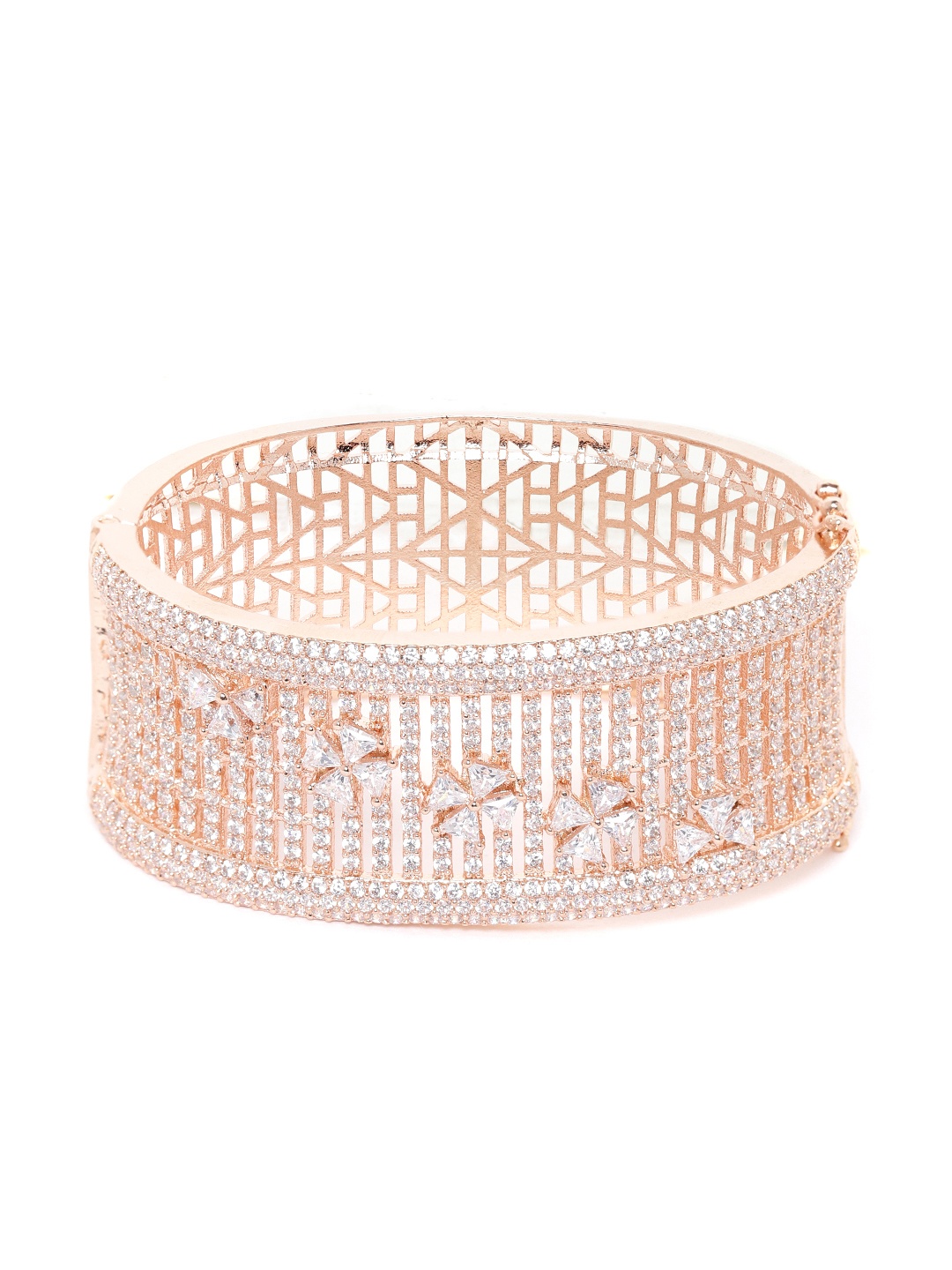 JEWELS GEHNA Women Rose Gold Plated AD Stone Studded Handcrafted Bangle Style Bracelet
JEWELS GEHNA Women Rose Gold Plated AD Stone Studded Handcrafted Bangle Style Bracelet
