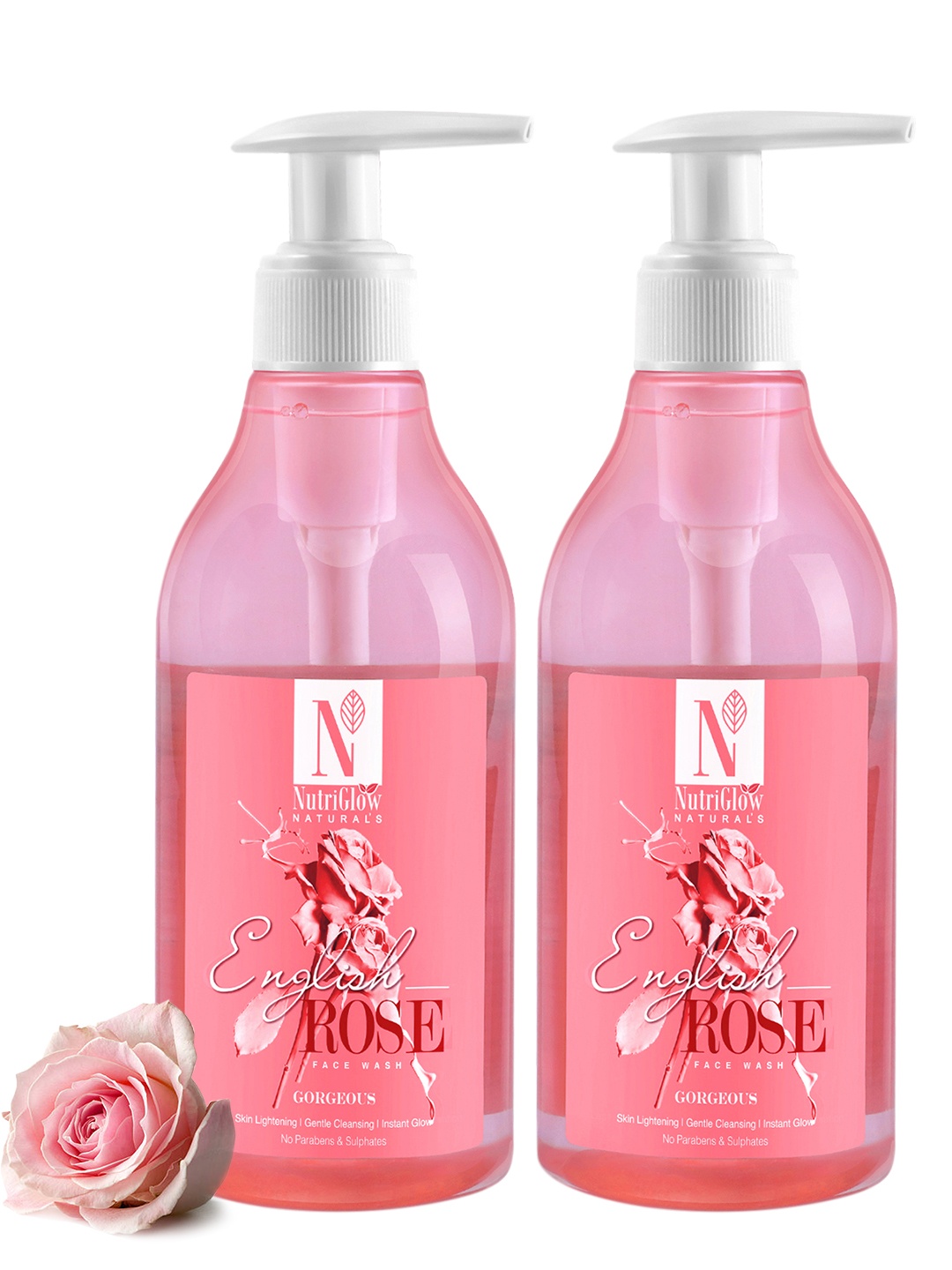 NutriGlow Naturals Set of 2 English Rose Sustainable Face Wash for Skin Lightening 300ml Each, White
NutriGlow Naturals Set of 2 English Rose Sustainable Face Wash for Skin Lightening 300ml Each, White