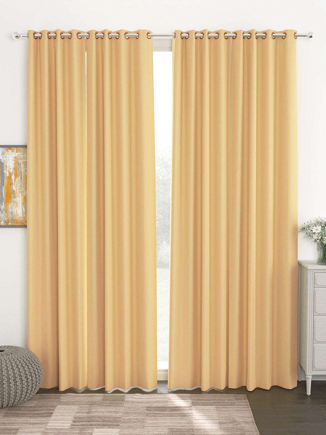Story@Home Faux Silk Solid 300GSM Cream Room Darkening Blackout Door Curtain - Set of 4, Gold
Story@Home Faux Silk Solid 300GSM Cream Room Darkening Blackout Door Curtain - Set of 4, Gold
