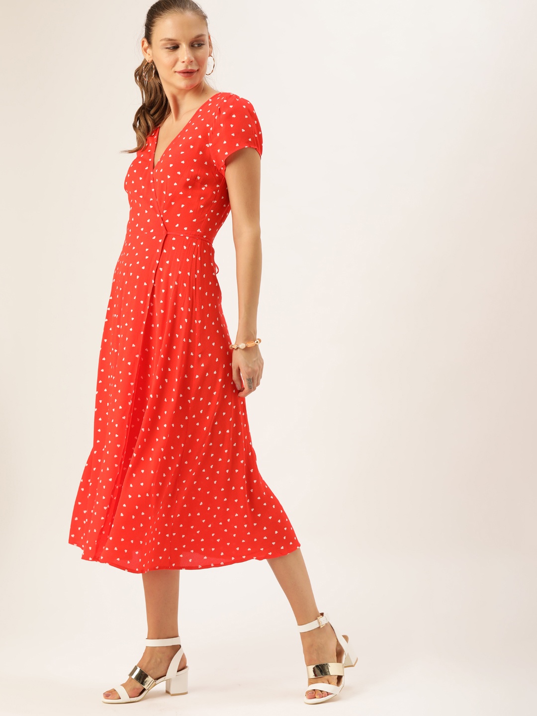 FOREVER 21 Women Red Printed A-Line Dress
