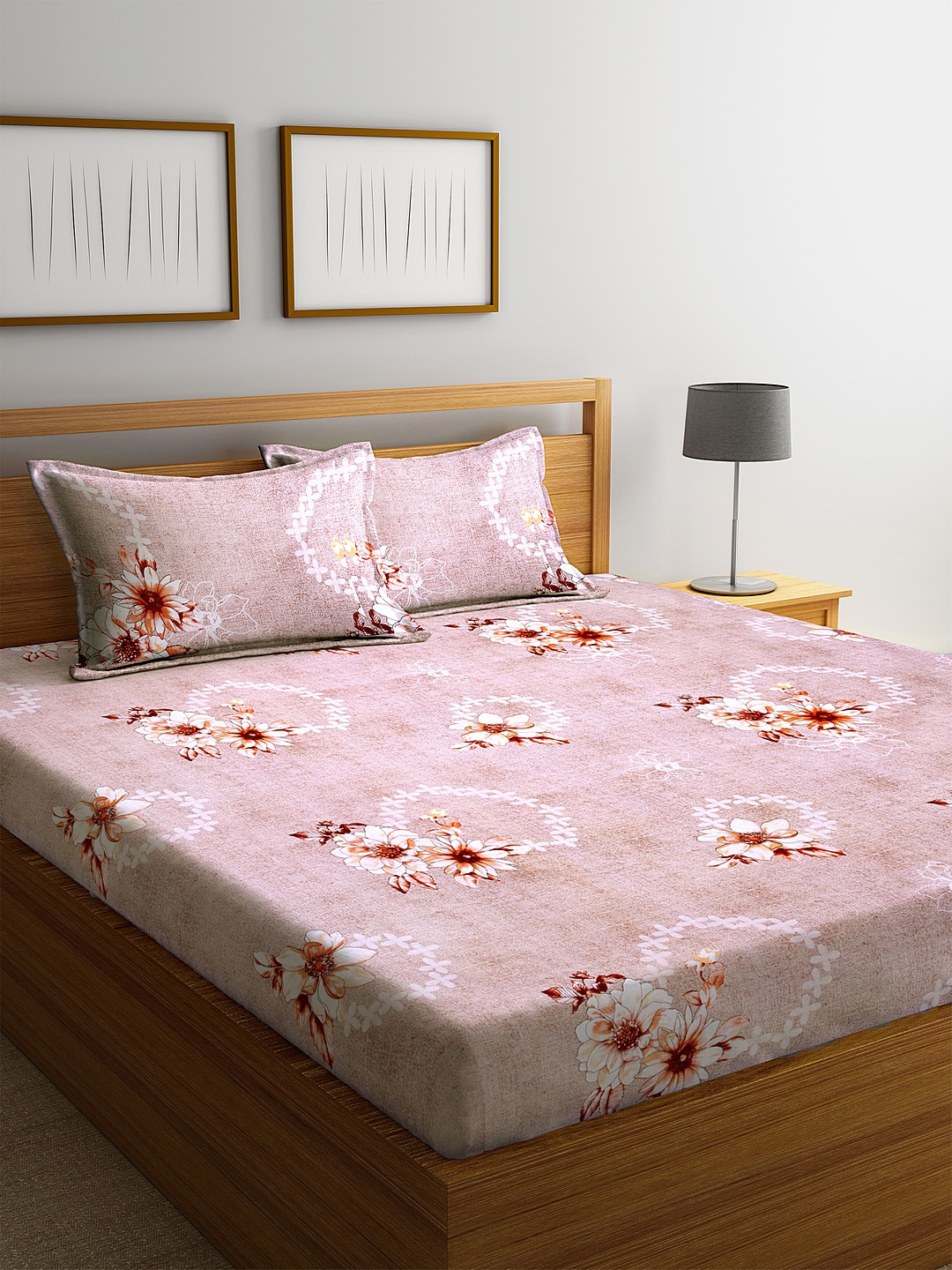 Home Sizzler Pink & Off-White Floral 144 TC Cotton 1 Extra Large Bedsheet with 2 Pillow Covers
Home Sizzler Pink & Off-White Floral 144 TC Cotton 1 Extra Large Bedsheet with 2 Pillow Covers
