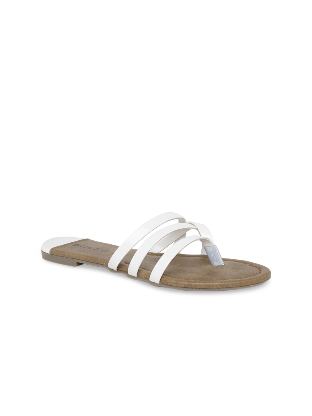 SOLES Women White Solid Open Toe Flats