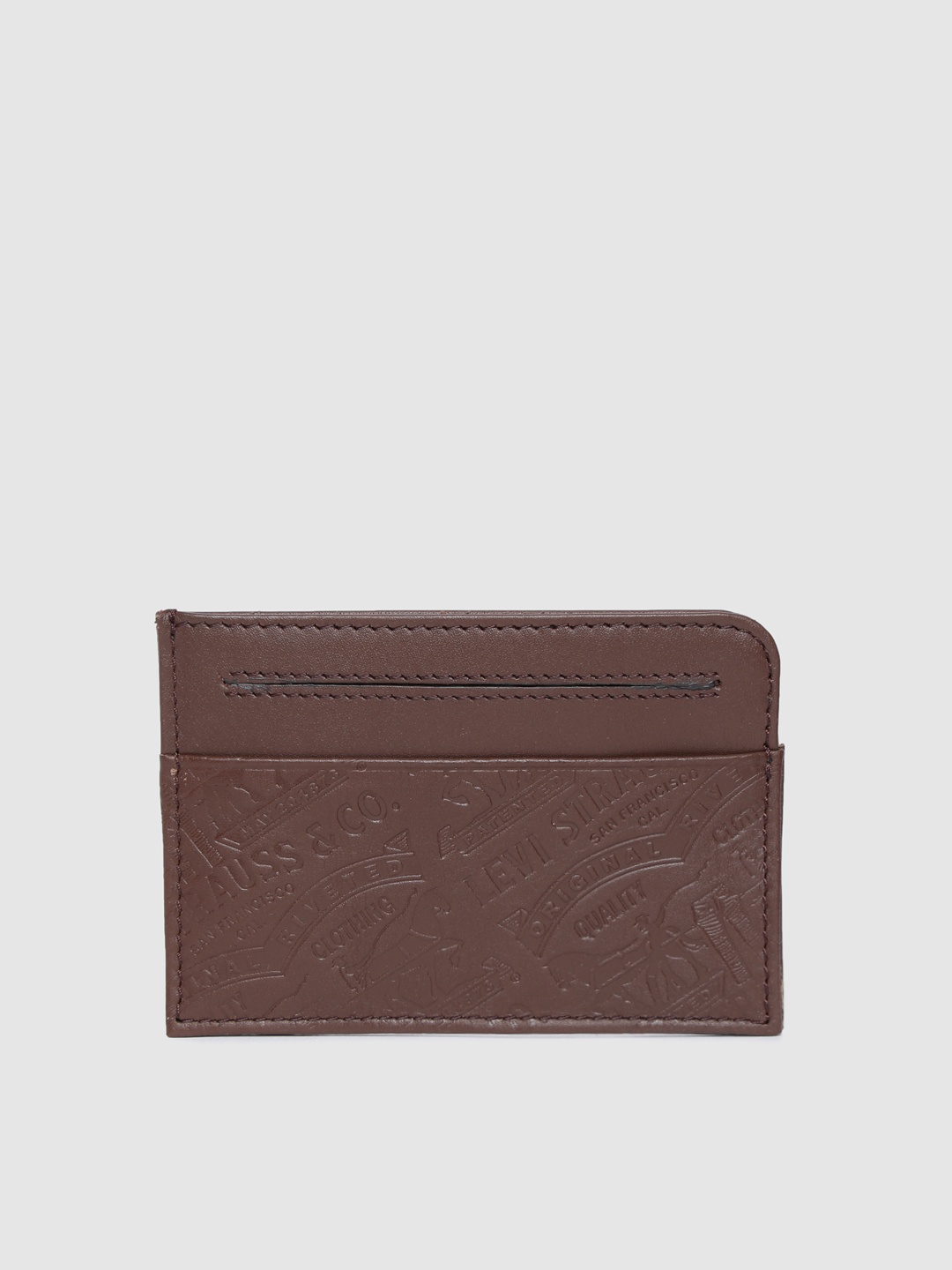 Levis Men Brown Textured Leather Card Holder