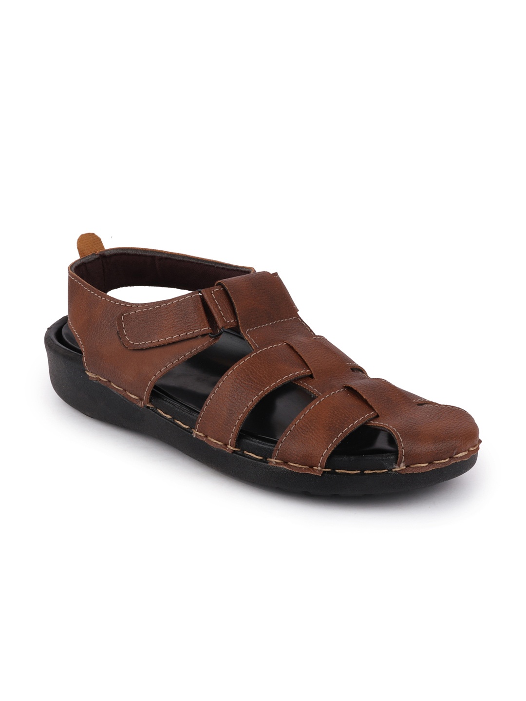 FAUSTO Men Brown Leather Fisherman Sandals