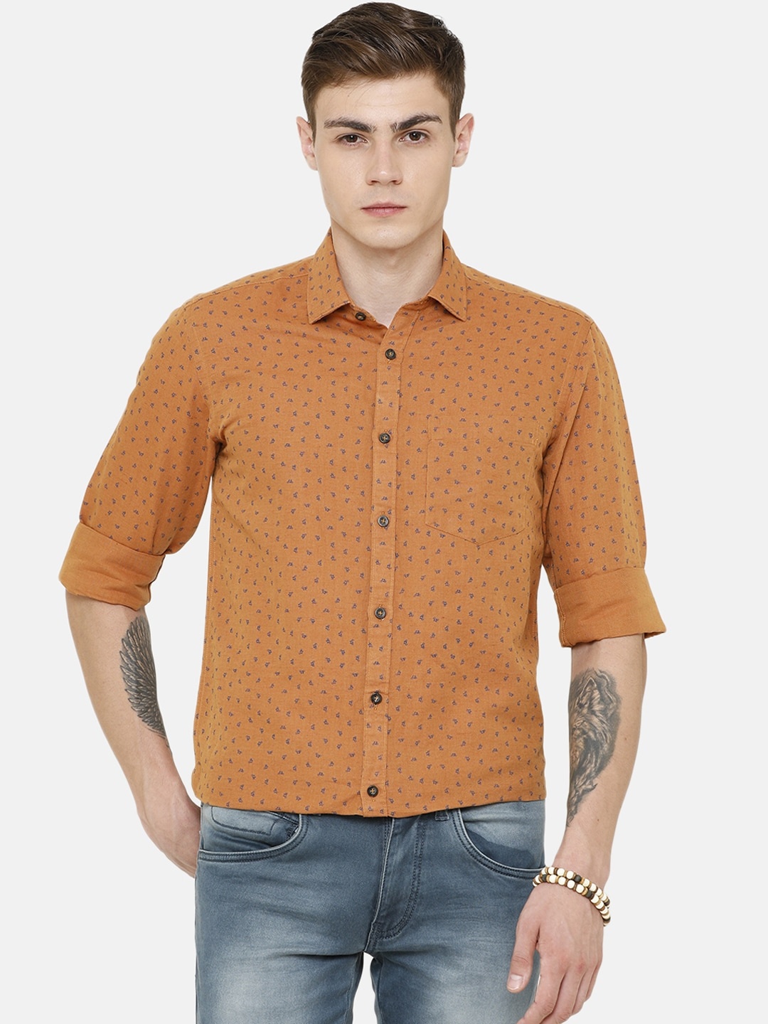 CAVALLO by Linen Club Men Tan Brown Linen Cotton Regular Fit Printed Sustainable Shirt
CAVALLO by Linen Club Men Tan Brown Linen Cotton Regular Fit Printed Sustainable Shirt