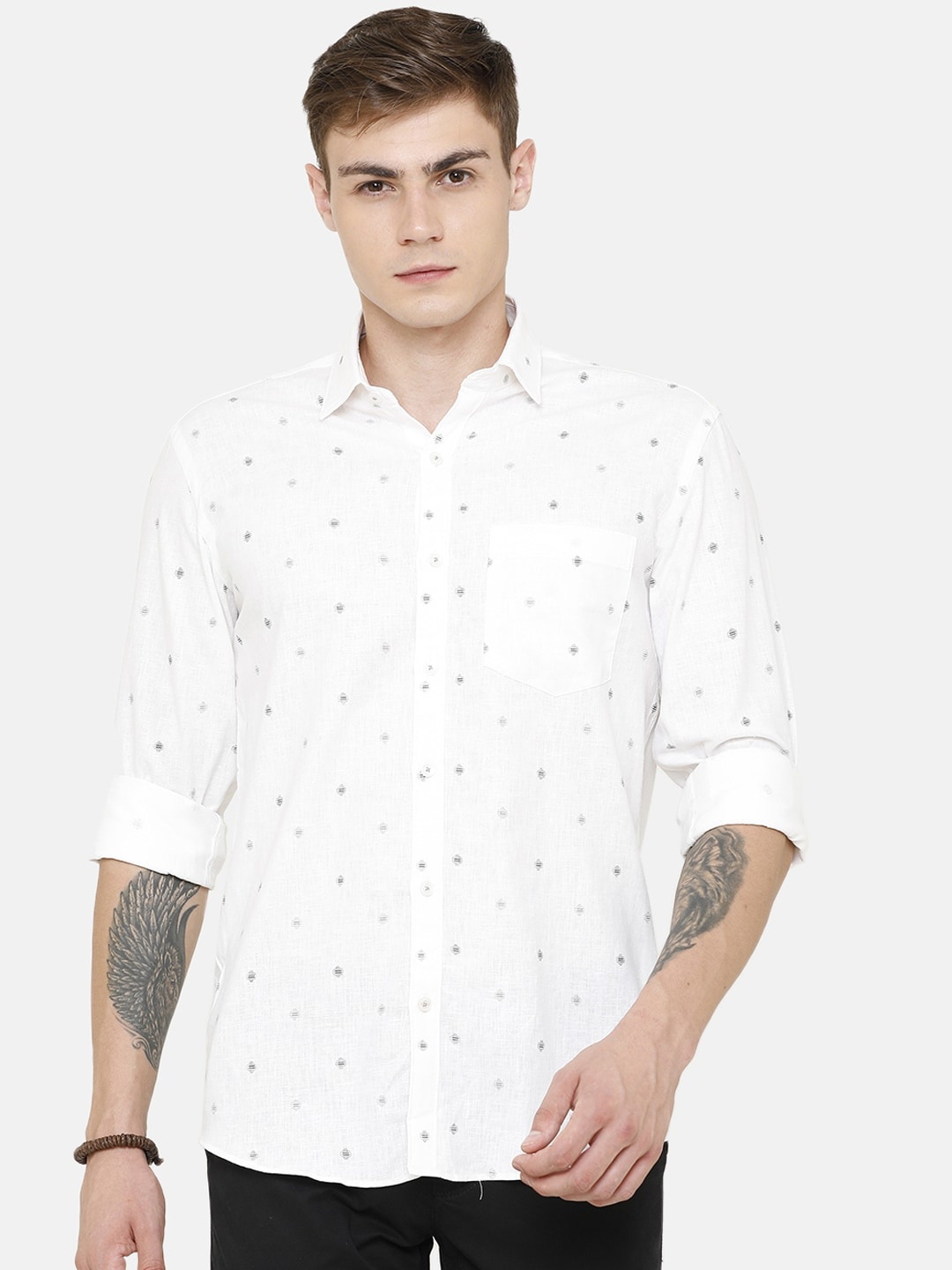 CAVALLO by Linen Club Men White & Grey Linen Cotton Regular Fit Printed Casual Shirt
CAVALLO by Linen Club Men White & Grey Linen Cotton Regular Fit Printed Casual Shirt