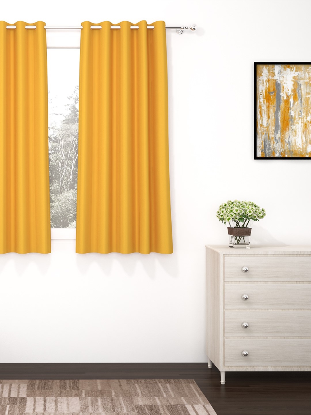 Story@Home Faux Silk Solid Solid 300GSM Mustard Room Darkening Blackout Window Curtain - Set Of 1
Story@Home Faux Silk Solid Solid 300GSM Mustard Room Darkening Blackout Window Curtain - Set Of 1