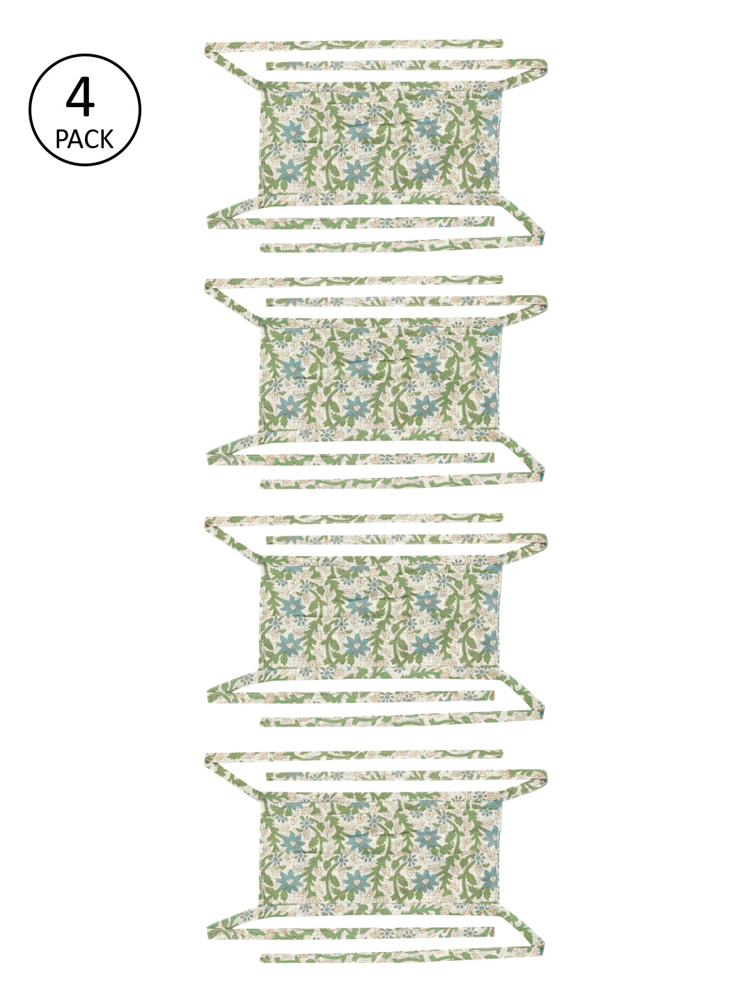 InWeave Women 4 Pcs Green & Off-White Floral 2-Ply Reusable Outdoor Tie-Up Cloth Masks
InWeave Women 4 Pcs Green & Off-White Floral 2-Ply Reusable Outdoor Tie-Up Cloth Masks