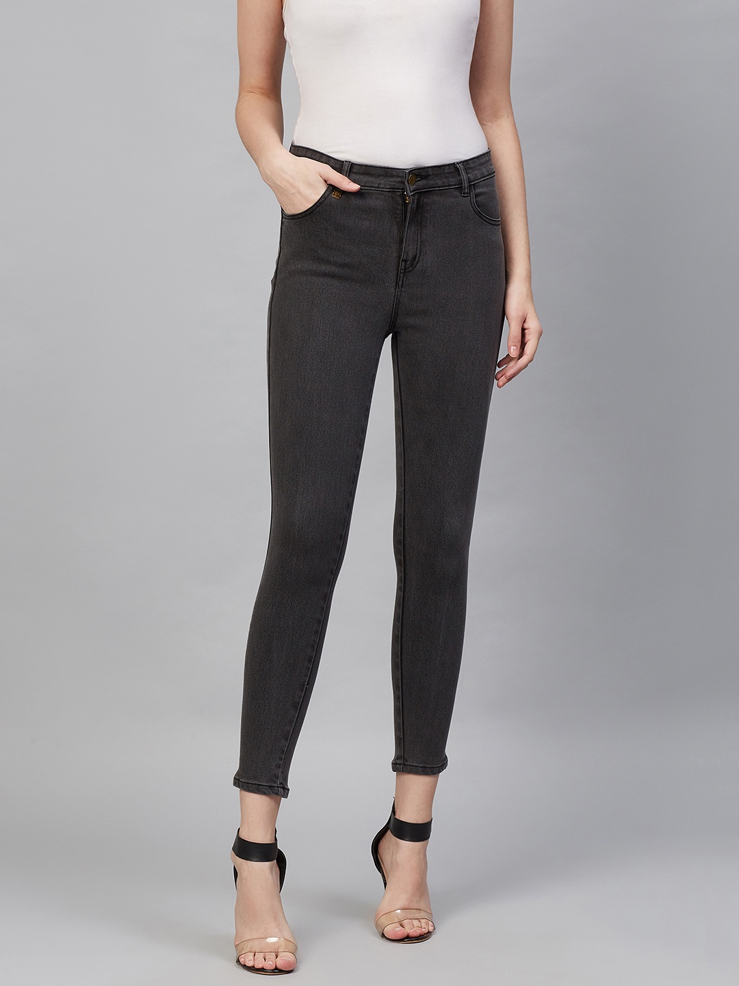 Hubberholme Women Charcoal Grey Slim Fit High-Rise Clean Look Cropped Stretchable Jeans
Hubberholme Women Charcoal Grey Slim Fit High-Rise Clean Look Cropped Stretchable Jeans