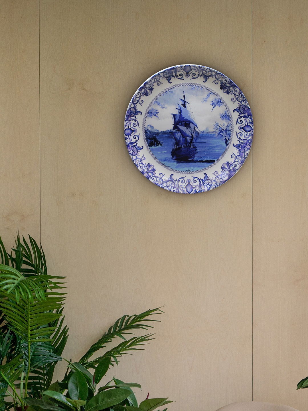 KOLOROBIA Blue & White Delftware Dutch Blue Pottery Ship Inspired Decorative Wall Plate
KOLOROBIA Blue & White Delftware Dutch Blue Pottery Ship Inspired Decorative Wall Plate
