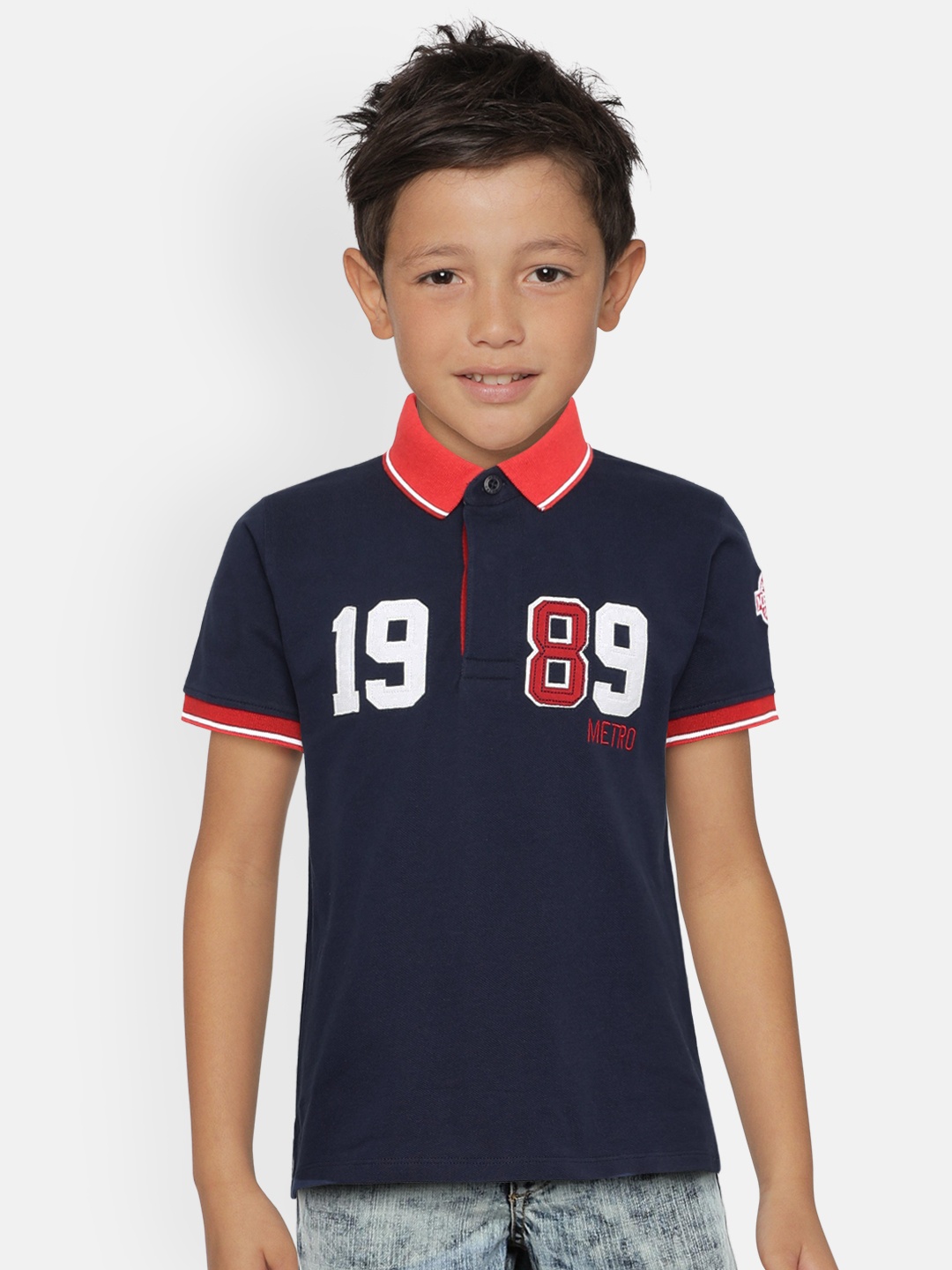 METRO KIDS COMPANY Boys Navy Blue Organic Cotton Self Design Polo Collar T-shirt
METRO KIDS COMPANY Boys Navy Blue Organic Cotton Self Design Polo Collar T-shirt