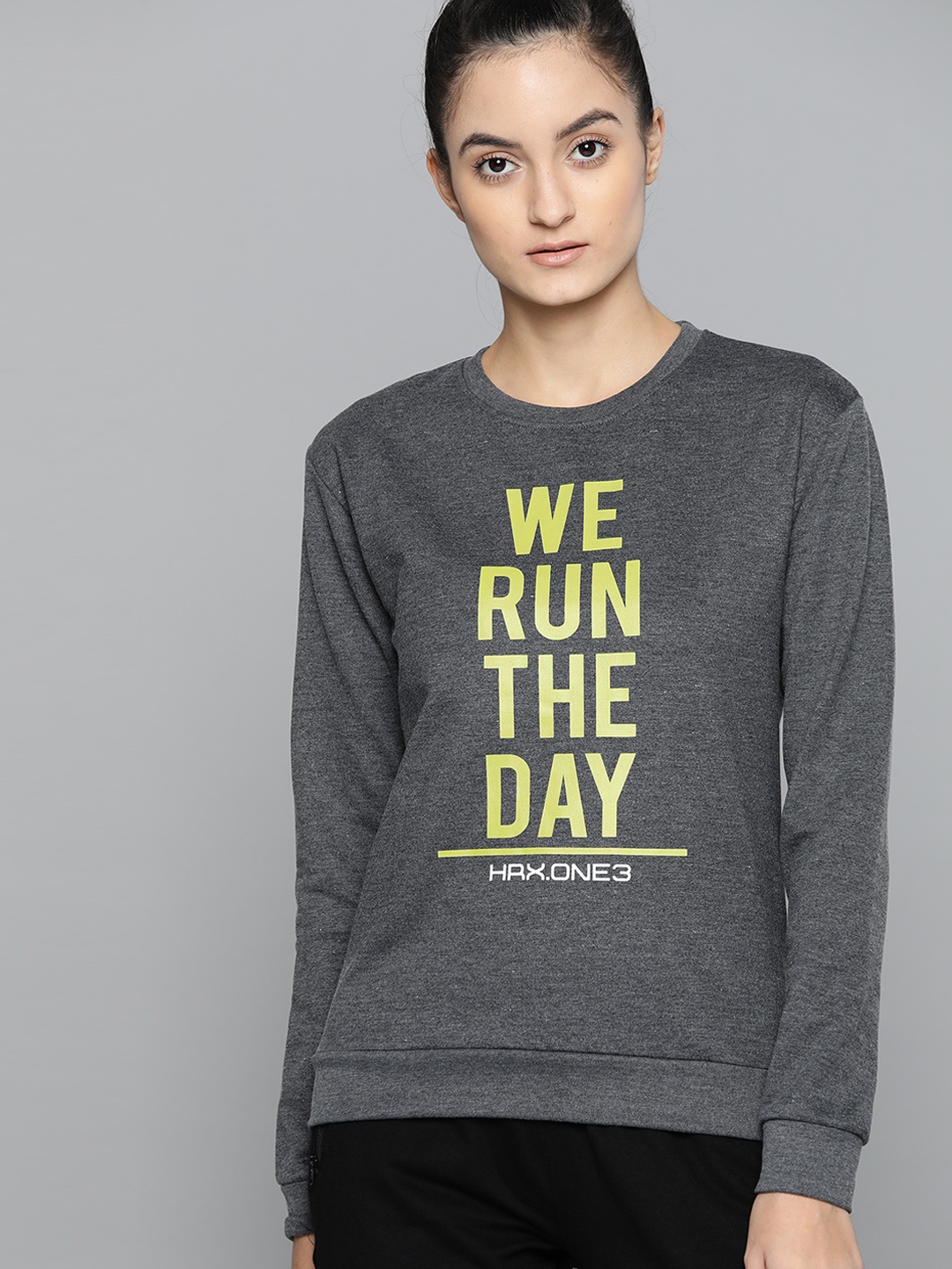 HRX by Hrithik Roshan Women Anthra Melange Printed Rapid-Dry Running Sweatshirt, Charcoal
HRX by Hrithik Roshan Women Anthra Melange Printed Rapid-Dry Running Sweatshirt, Charcoal