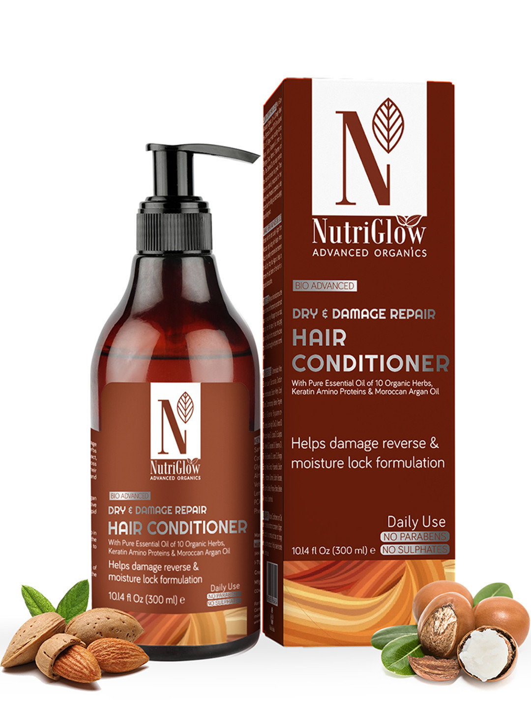 NutriGlow Advanced Organics Bio Daily Use Dry-damage Repair Hair Conditioner 300 ml, White 
NutriGlow Advanced Organics Bio Daily Use Dry-damage Repair Hair Conditioner 300 ml, White