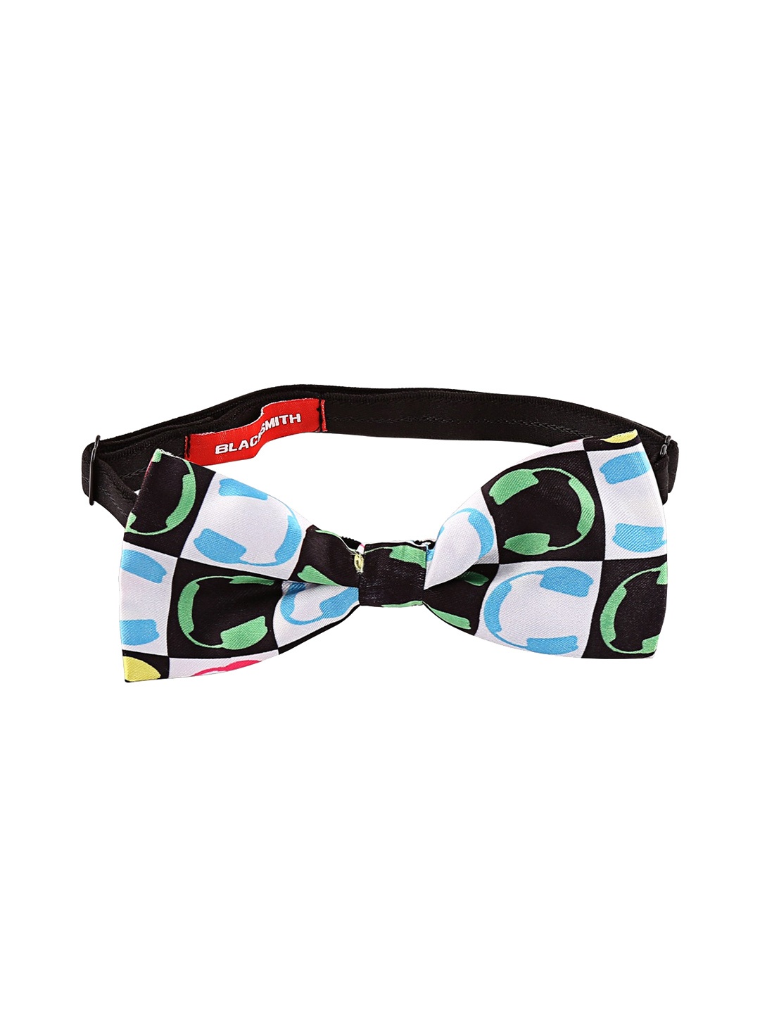 Blacksmith White & Black Printed Bow Tie