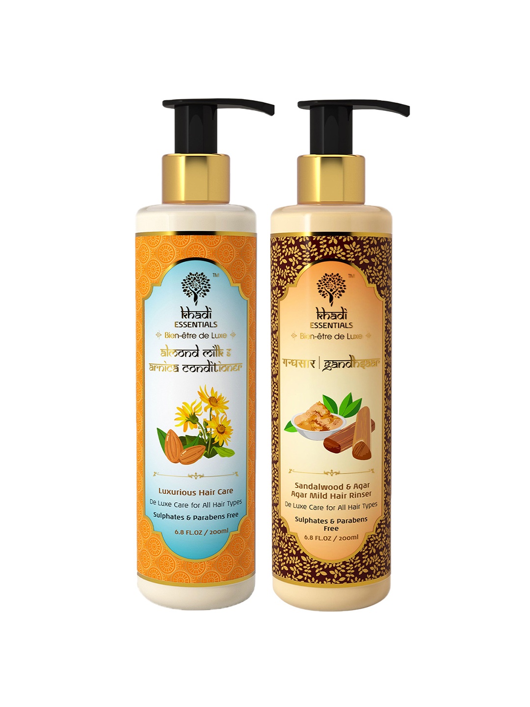 Khadi Essentials Sandalwood Hair Shampoo & Bhrahmi, Amla Conditioner for All Hair Types, Gold
Khadi Essentials Sandalwood Hair Shampoo & Bhrahmi, Amla Conditioner for All Hair Types, Gold