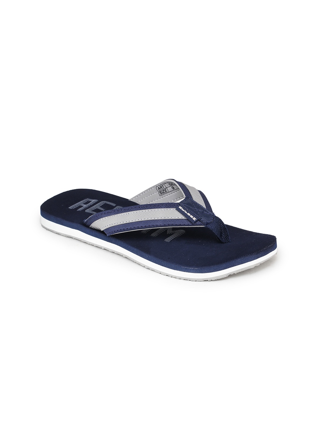 REFOAM Men Navy Blue & Grey Colorblocked Slip-On Fit Flops