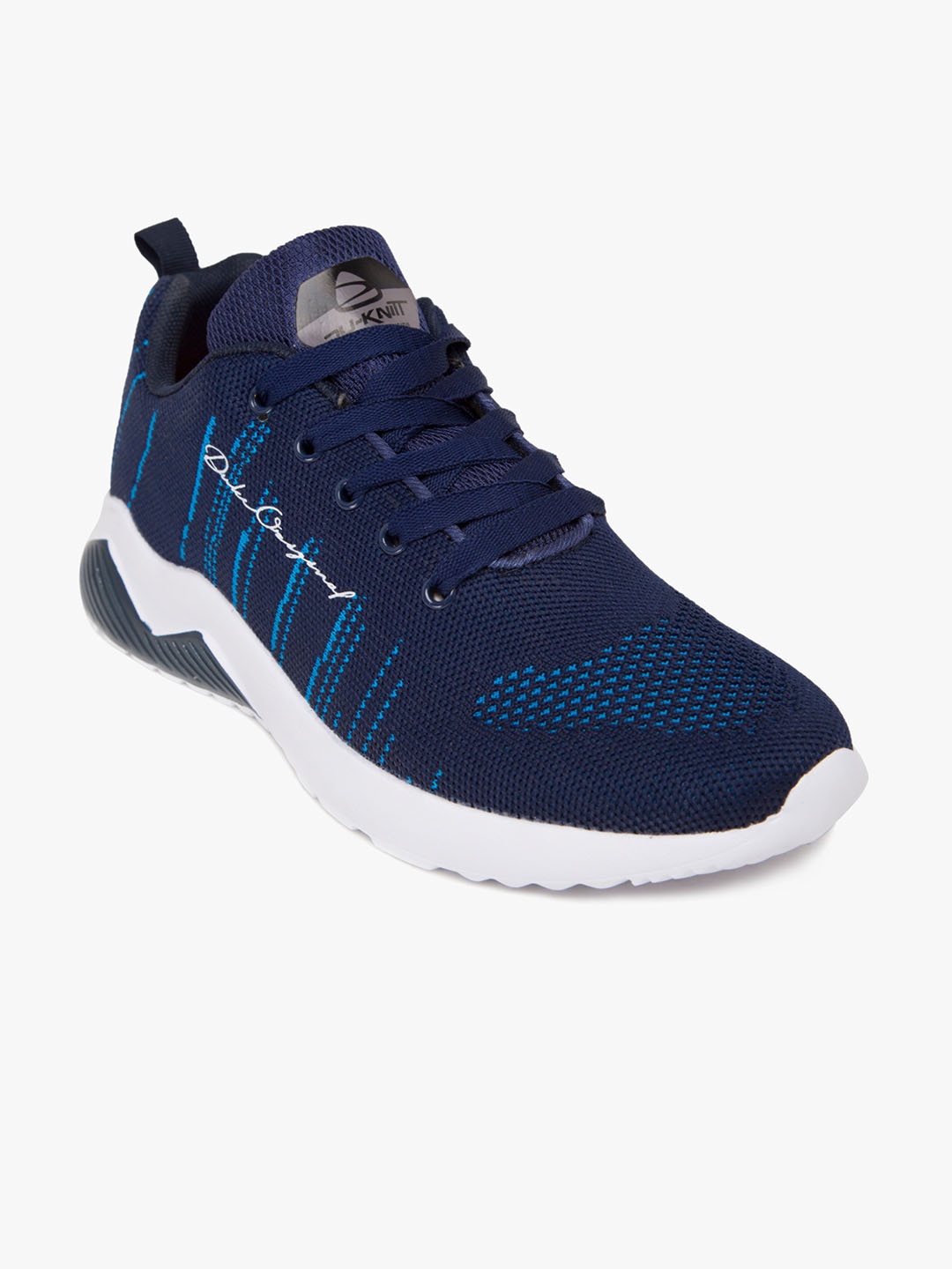 Duke Men Navy Blue Woven Design Running Shoes