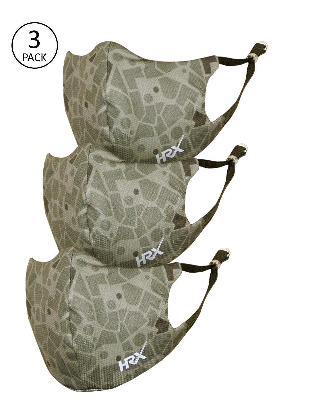 HRX by Hrithik Roshan Unisex Pack of 3 Olive Green Protekt-X 4-Ply Reusable Face Masks
HRX by Hrithik Roshan Unisex Pack of 3 Olive Green Protekt-X 4-Ply Reusable Face Masks