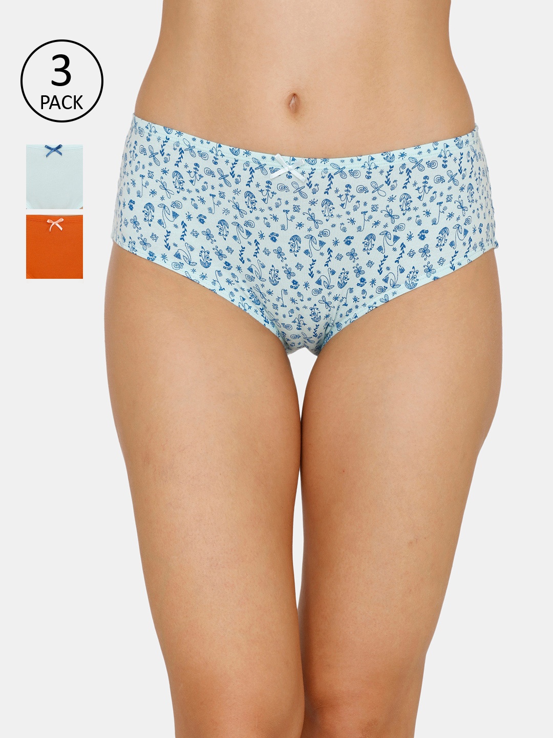 Zivame Women Pack of 3 Assorted Hipster Briefs ZI2420FASHBWHIT