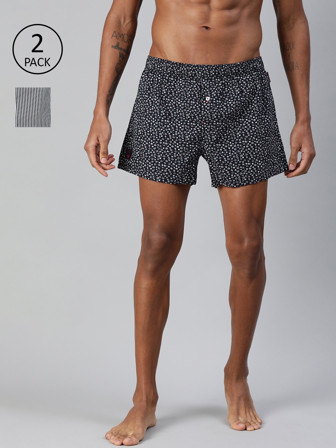 THE BEAR HOUSE Men Pack of 2 Navy Blue & White Printed Pure Cotton Boxers TBH-SHAMROCK
THE BEAR HOUSE Men Pack of 2 Navy Blue & White Printed Pure Cotton Boxers TBH-SHAMROCK