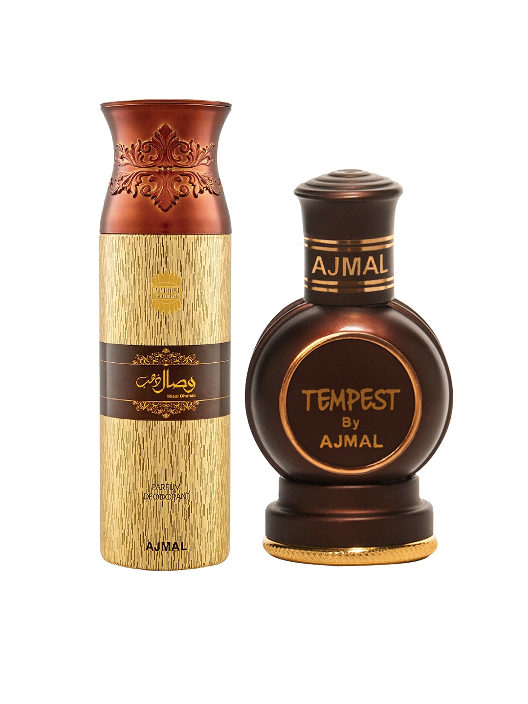 Ajmal Set of Unisex Tempest Concentrated Perfume & Men Wisal Dahab Perfume (12ml+200ml), Brown
Ajmal Set of Unisex Tempest Concentrated Perfume & Men Wisal Dahab Perfume (12ml+200ml), Brown