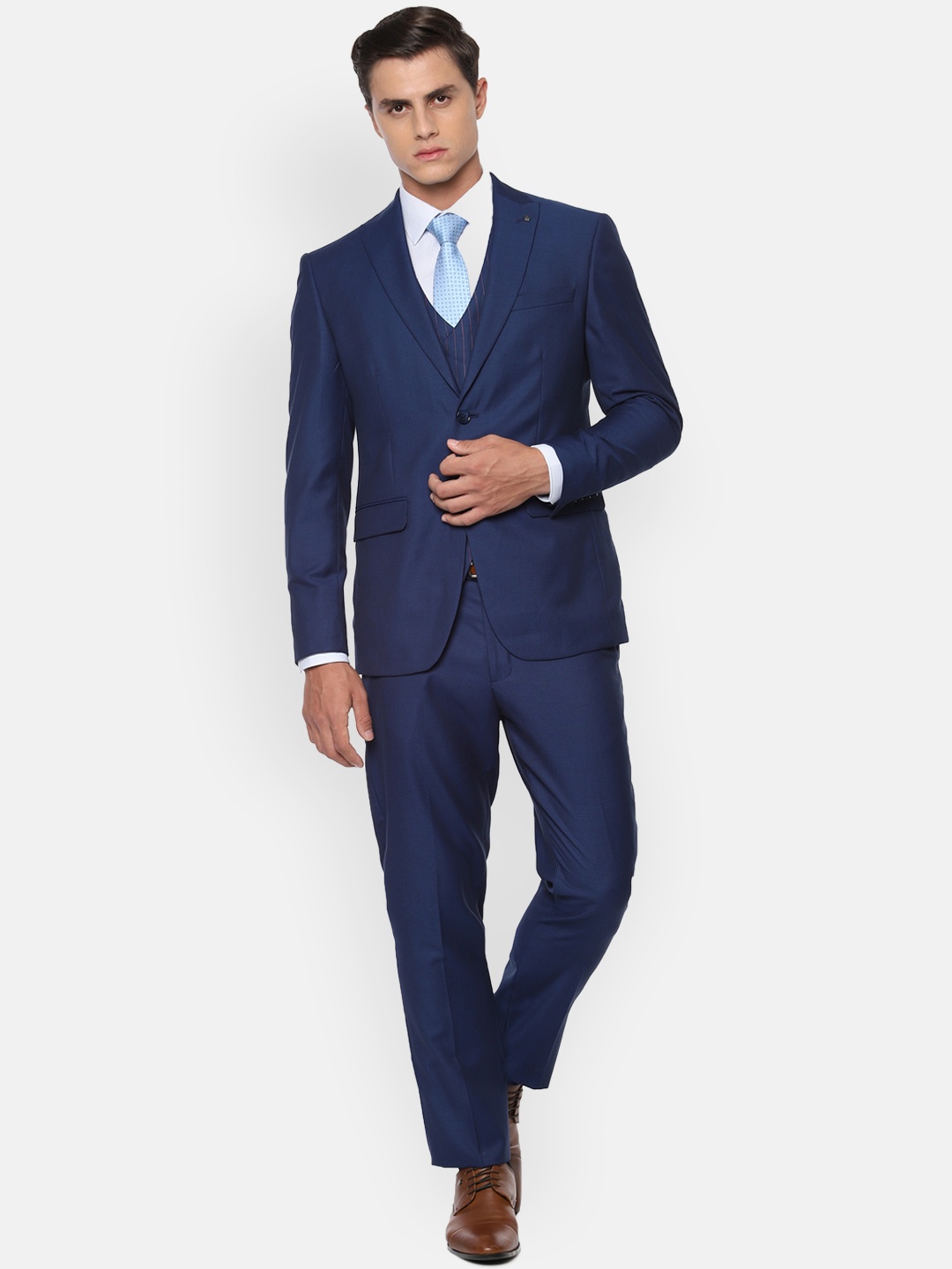 Louis Philippe Men Navy Blue Self Design Slim-Fit Single-Breasted Formal Three-Piece Suit
Louis Philippe Men Navy Blue Self Design Slim-Fit Single-Breasted Formal Three-Piece Suit