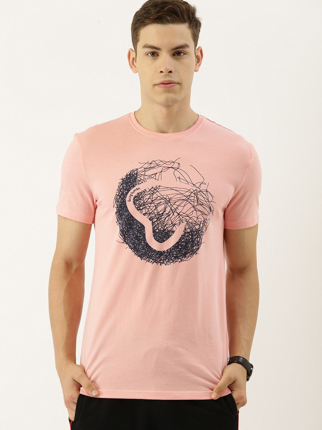 Being Human Clothing Men Pink Brand Logo Printed Round Neck Pure Cotton T-shirt
Being Human Clothing Men Pink Brand Logo Printed Round Neck Pure Cotton T-shirt