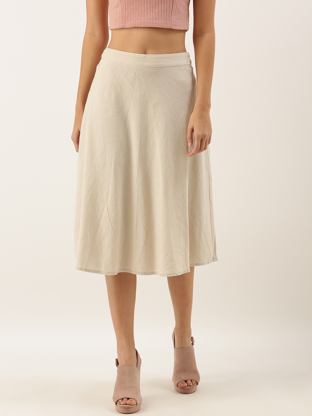 AND Beige Flared Midi Skirt