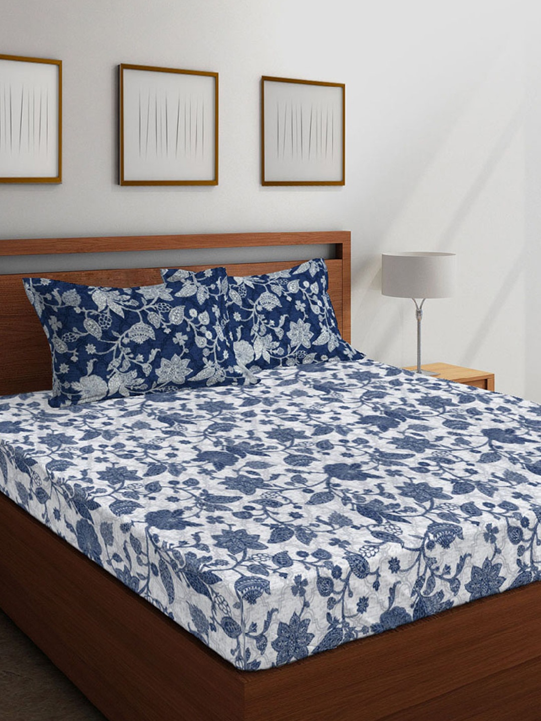 Boutique Living India Grey Melange & Navy Blue Floral 210 TC Cotton 1 King Bedsheet with 2 Pillow Covers
Boutique Living India Grey Melange & Navy Blue Floral 210 TC Cotton 1 King Bedsheet with 2 Pillow Covers