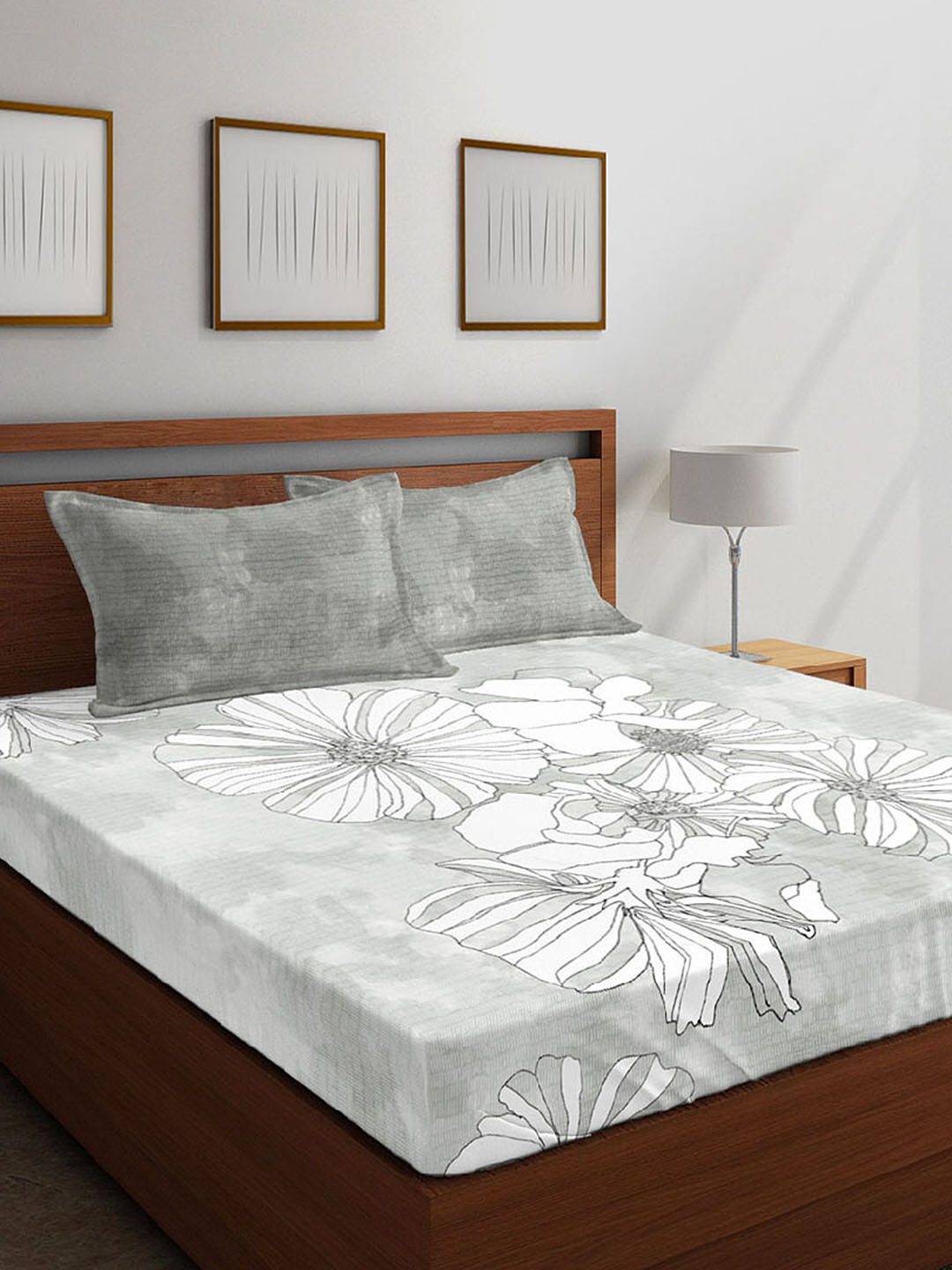 Boutique Living India Grey & White Floral 210 TC Cotton 1 King Bedsheet with 2 Pillow Covers
Boutique Living India Grey & White Floral 210 TC Cotton 1 King Bedsheet with 2 Pillow Covers