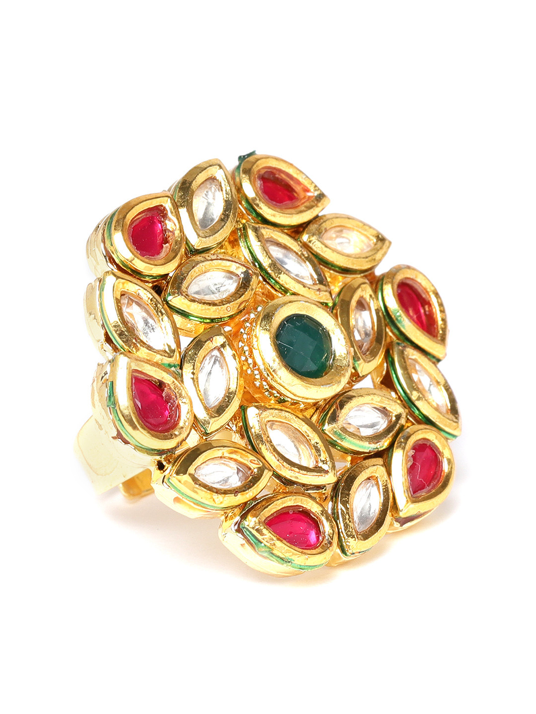Zaveri Pearls Women Green & Magenta Gold-Plated Kundan-Studded Adjustable Finger Ring
Zaveri Pearls Women Green & Magenta Gold-Plated Kundan-Studded Adjustable Finger Ring