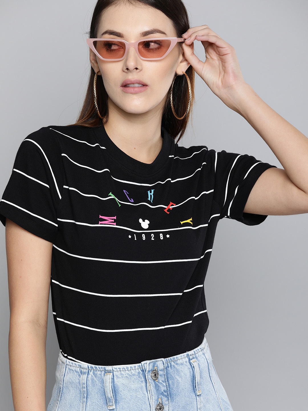 Kook N Keech Disney Women Black White Striped Round Neck Pure Cotton T-shirt with Print
Kook N Keech Disney Women Black White Striped Round Neck Pure Cotton T-shirt with Print