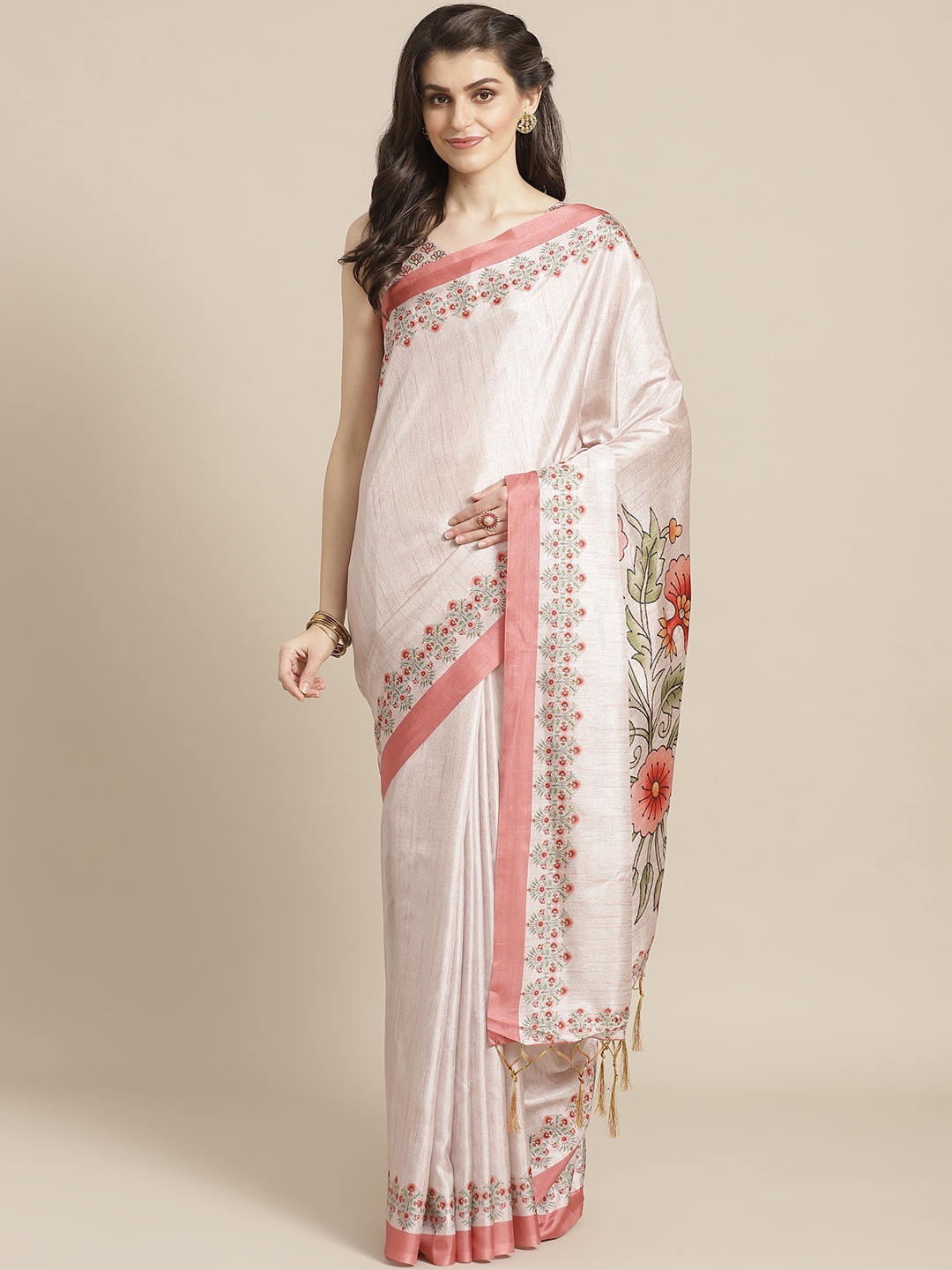 Saree mall Pink Solid Saree
