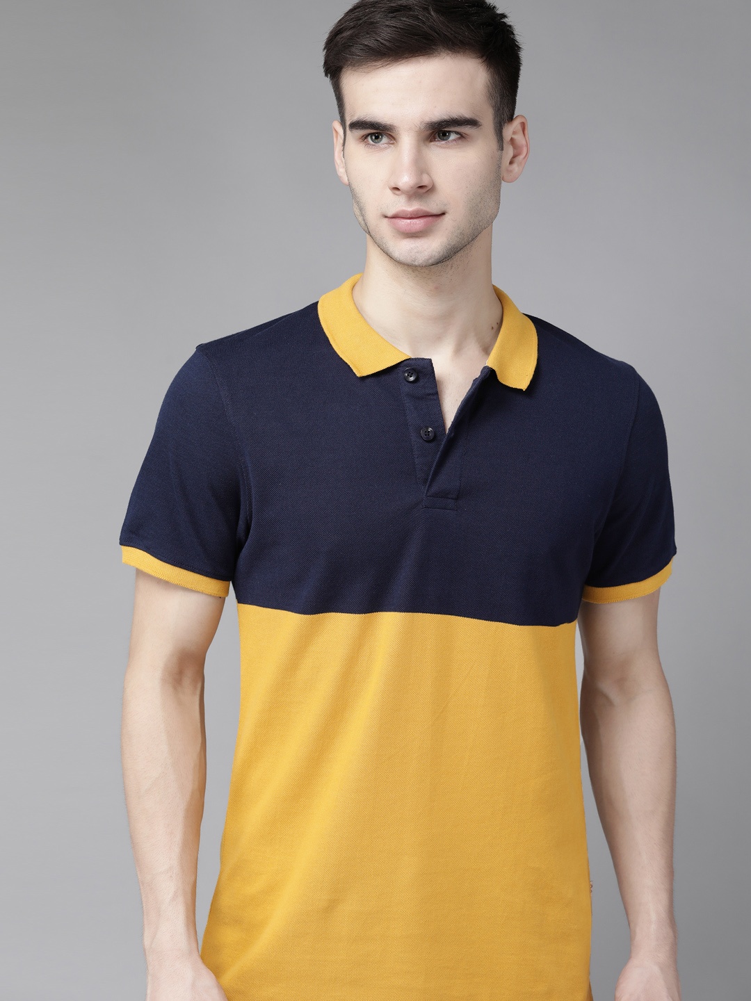 Roadster Men Mustard Yellow Navy Blue Colourblocked Pure Cotton Polo Collar Pure Cotton T-shirt
Roadster Men Mustard Yellow Navy Blue Colourblocked Pure Cotton Polo Collar Pure Cotton T-shirt