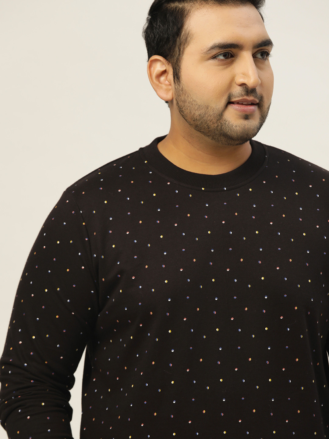 Sztori Plus Size Men Black Printed Sweatshirt 
Sztori Plus Size Men Black Printed Sweatshirt