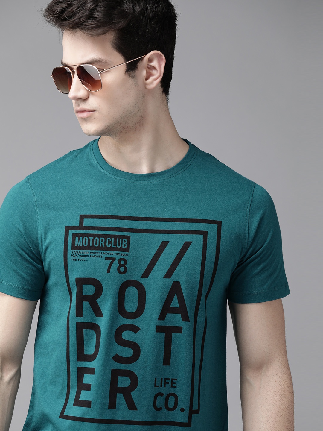 Roadster Men Teal Blue Black Pure Cotton Brand Logo Print Round Neck Pure Cotton T-shirt
Roadster Men Teal Blue Black Pure Cotton Brand Logo Print Round Neck Pure Cotton T-shirt