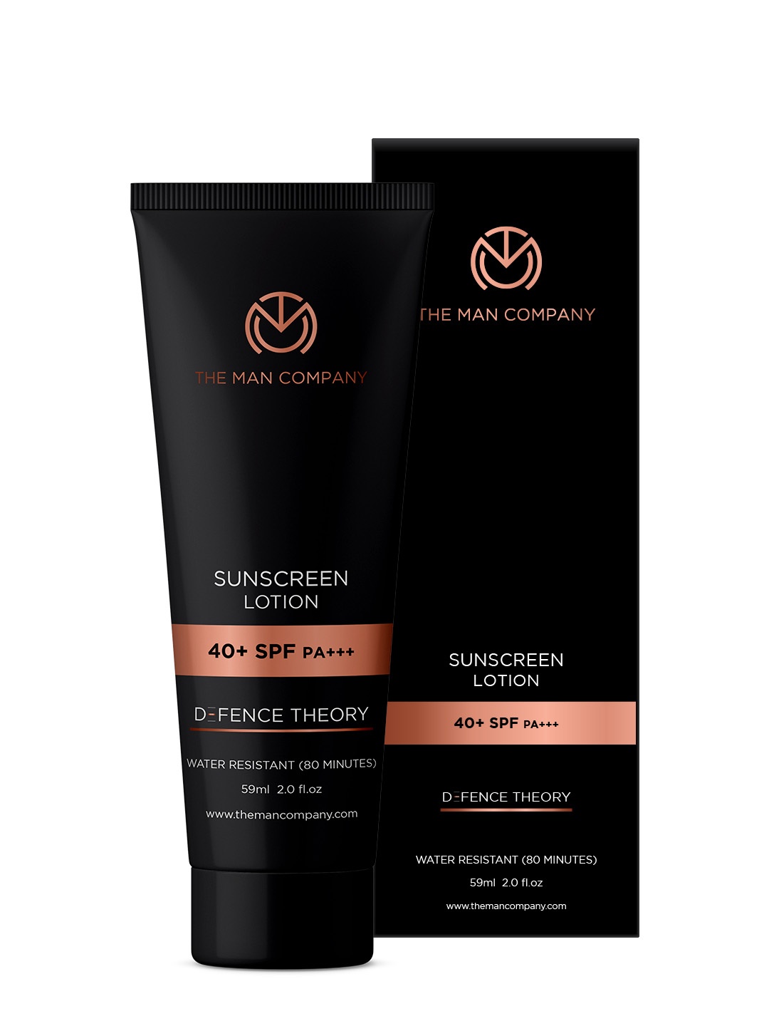 The Man Company Water Resistant Sunscreen Lotion 40+ SPF PA+++ - 59 ml, Black