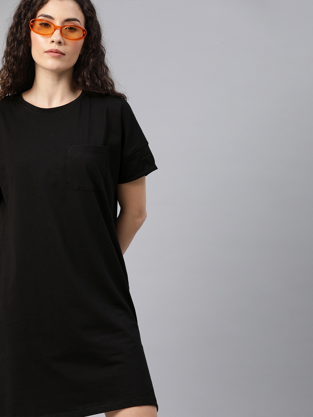 Harvard Women Black Anti Microbial Solid T-shirt Dress